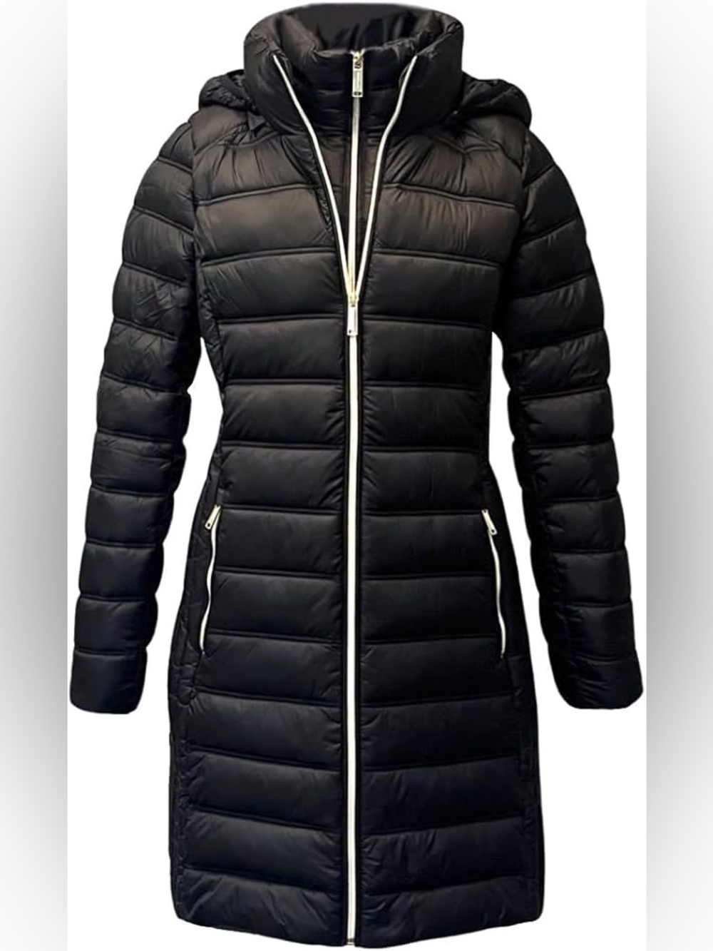 Michael Kors Black Hooded Packable Midlength Down Puffer Coat - Women's M
